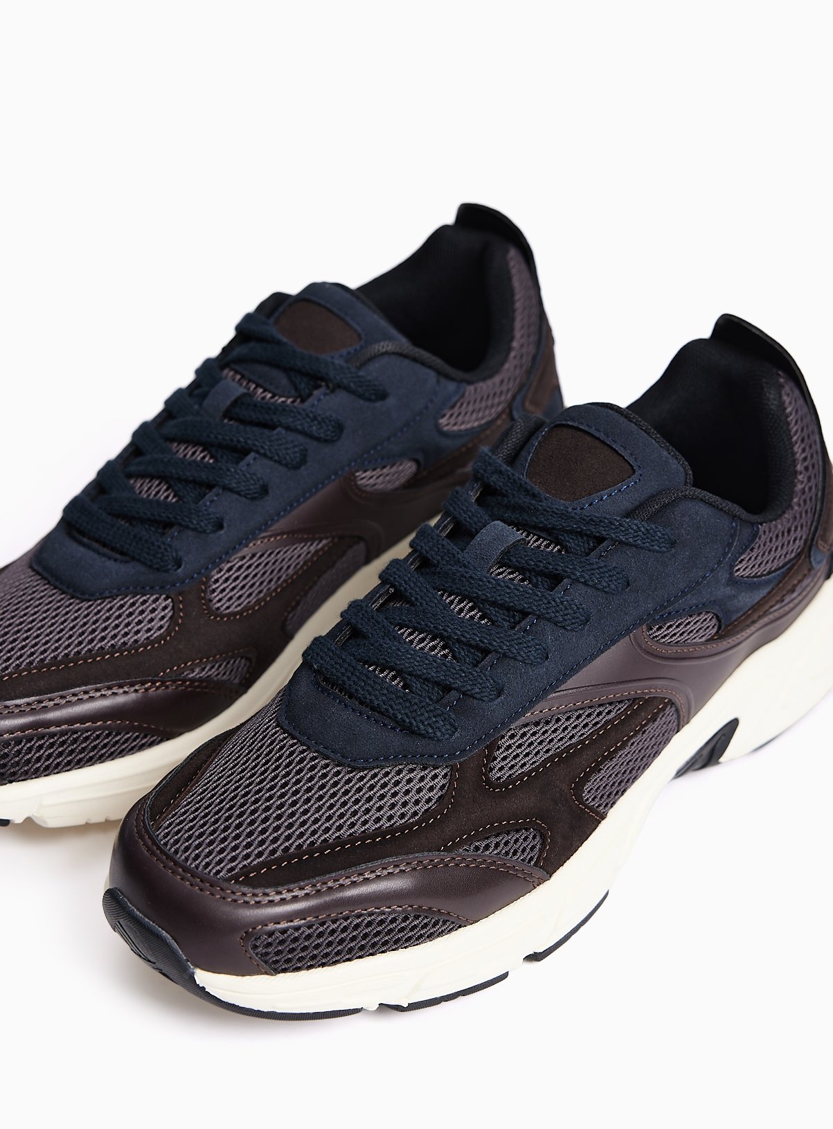 Navy & Brown Multi Panel Jogger Trainers 10 - Image 1 thumbnail
